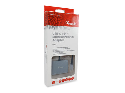 Equip - 133483 base para portátil y replicador de puertos Alámbrico USB 3.2 Gen 1 (3.1 Gen 1) Type-C Negro  Gris