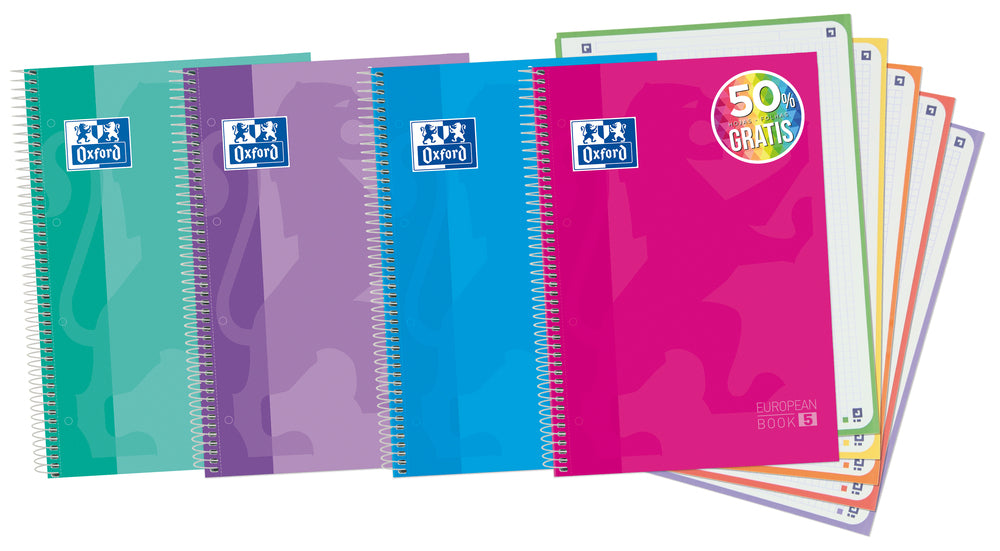 Oxford - cuaderno y block A4+ 120 hojas Colores surtidos - Pack de 5 unidades - 400073042