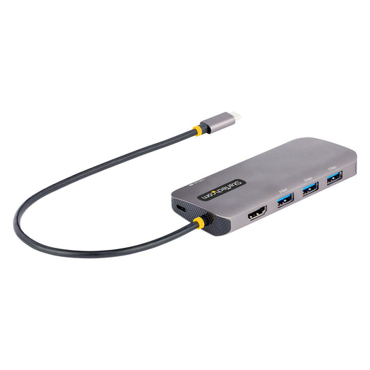 StarTech.com - Adaptador Multipuertos USB C  de Vídeo HDMI de 4K y 60Hz  Hub USB-A 3.2 de 3 Puertos de 5Gbps  Entrega de Alimentación PD de 100W  GbE  Docking Station de Viajes