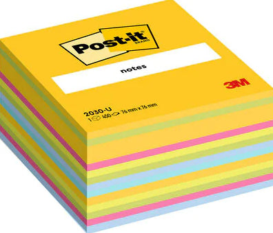 Post-It - 7100172383 nota autoadhesiva Plaza Azul  Verde  Rosa  Amarillo 450 hojas Autoadhesivo