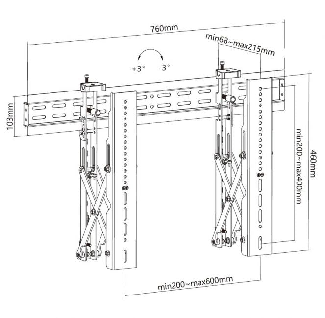 Equip - 650351 soporte para monitor 177 8 cm (70") Negro Pared