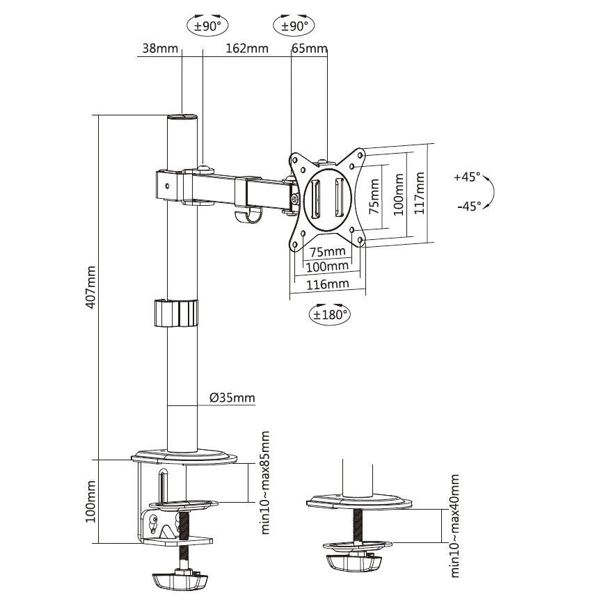 Equip - 650156 soporte para monitor 81 3 cm (32") Negro Escritorio