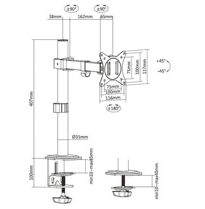 Equip - 650156 soporte para monitor 81 3 cm (32") Negro Escritorio