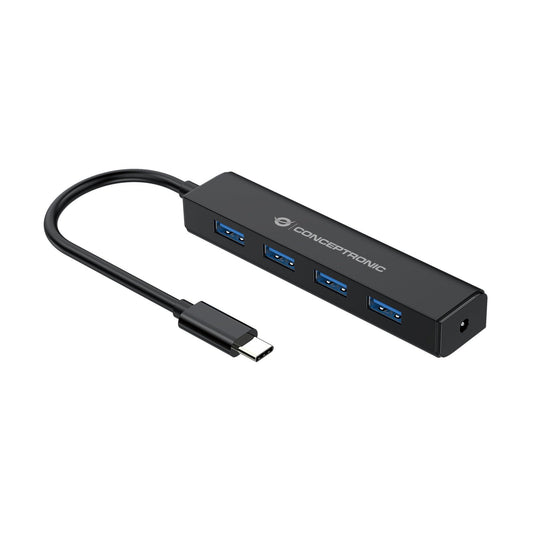 Conceptronic - CTC4USB3 hub de interfaz USB 3.2 Gen 1 (3.1 Gen 1) Type-C 5000 Mbit/s Negro