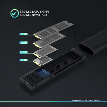 TooQ - Shura Caja externa para unidad de estado sólido (SSD) Negro M.2