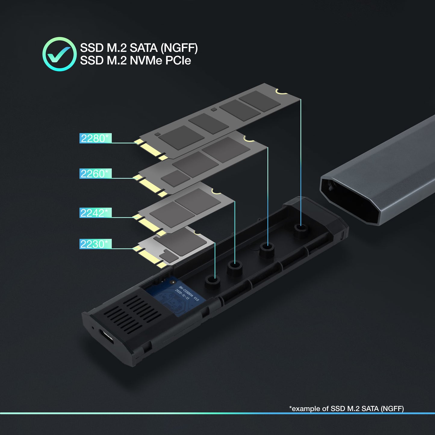 TooQ - Shura Caja externa para unidad de estado sólido (SSD) Gris M.2