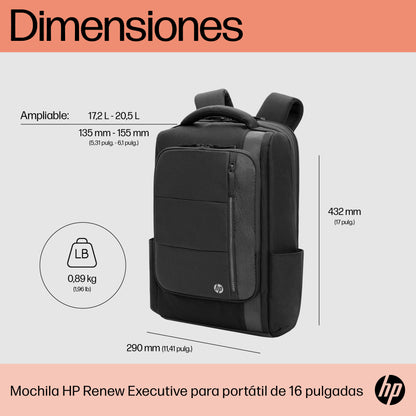 HP - Mochila para portátiles Renew Executive de 16 pulgadas