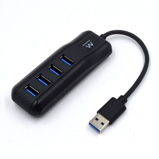 Ewent - EW1138 hub de interfaz USB 3.2 Gen 1 (3.1 Gen 1) Type-A 5000 Mbit/s Negro