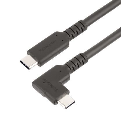 StarTech.com - Cable de 50cm USB-C Resistente Acodado a la Derecha - USB 3.2 Gen 2 (10 Gbps) - Cable de Transferencia USB Tipo C - DP de Modo Alt 4K 60Hz - PD 100W - Cable de 90 Grados