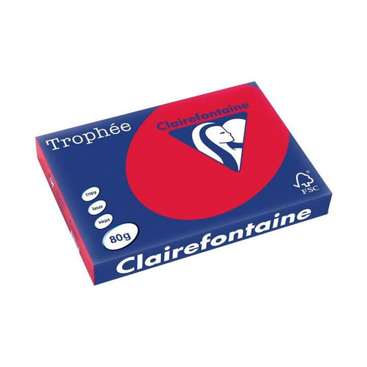 Clairefontaine - PAQ. 500H PAP. TROPHEE CLF INTENSO A3 80G GROSELLA