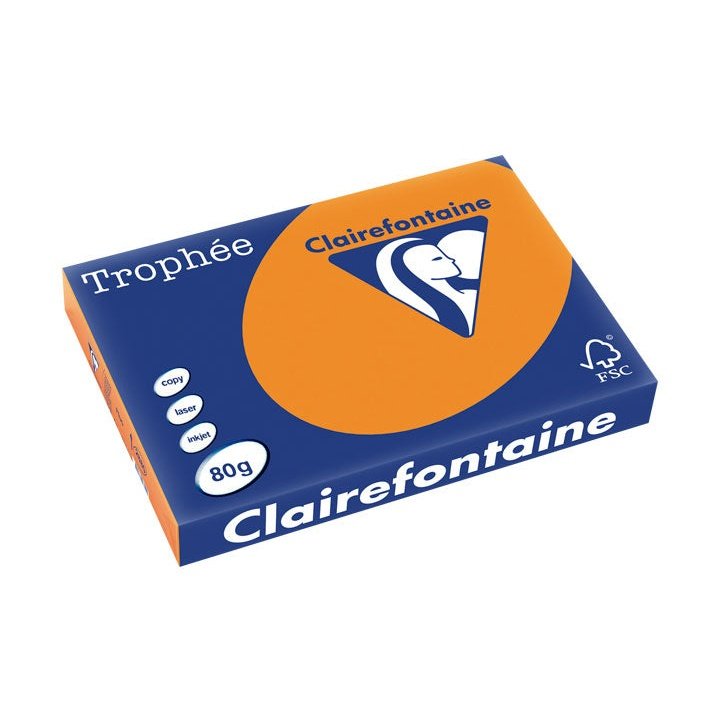 Clairefontaine - PAQ. 500H PAP. TROPHEE CLF FLUOR A3 80G NARANJA