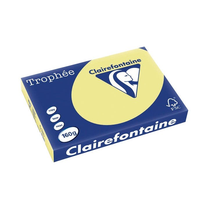 Clairefontaine - PAQ. 250H PAP. TROPHEE CLF SUAVE A3 160G CANARIO