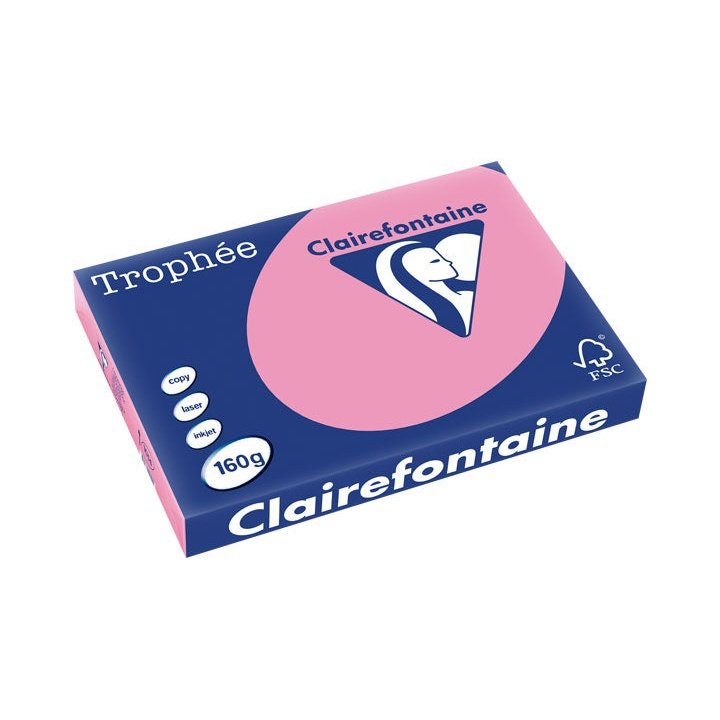 Clairefontaine - PAQ. 250H PAP. TROPHEE CLF SUAVE A3 160G ROSA OSC