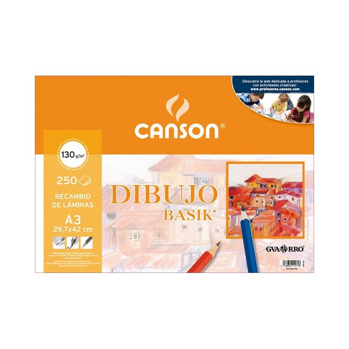 Canson - PACK 250H CANSON BASIK 130G A3 RETRAC. LISO