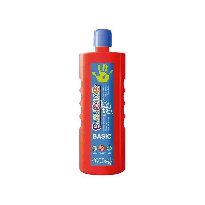 Playcolor - BOTELLA ERG. PINTURA DEDOS PLAYCOLOR 1000ML ROJO