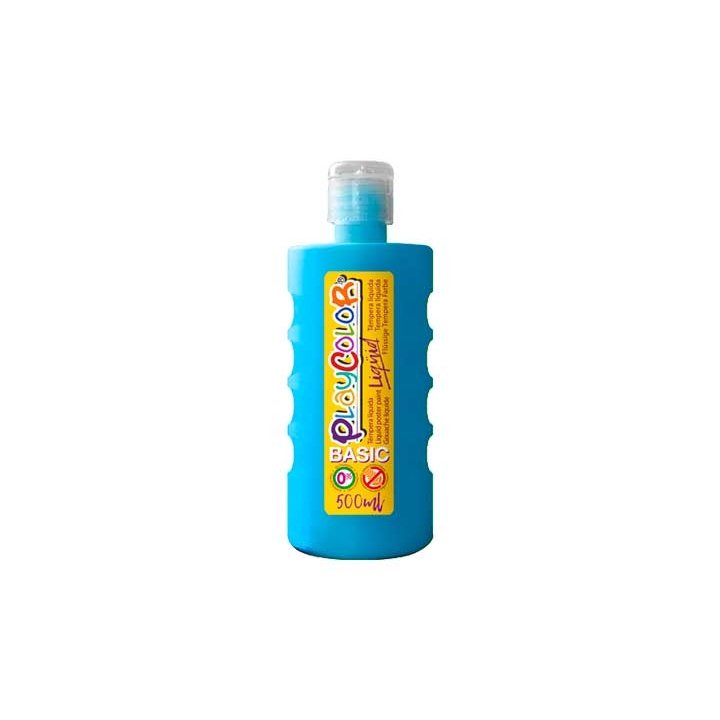 Playcolor - BOTE ERG. TEMPERA LIQ. PLAYCOLOR 500ML AZUL CL