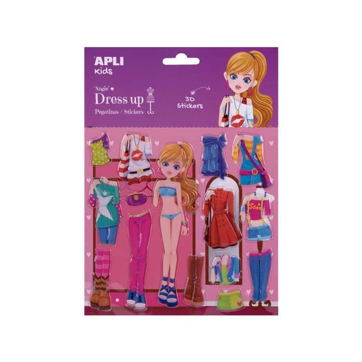 APLI Kids - BL. 1H PEGATINAS 3D APLI DRESS UP C/ESCEN. ANGIE - Pack de 5 unidades