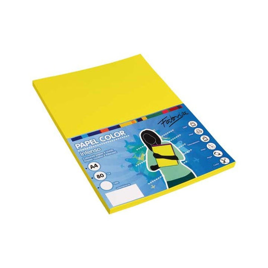 Fabrisa - PAQ. 100H PAPEL FABRISA 80GR A4 AMARILLO FUERTE