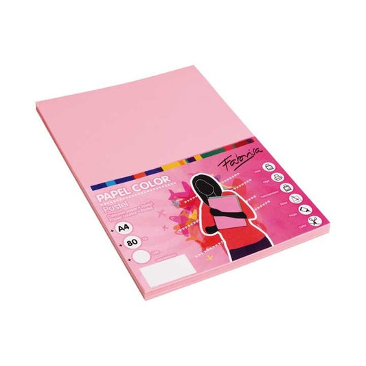 Fabrisa - PAQ. 100H PAPEL FABRISA 80GR A4 ROSA CLARO