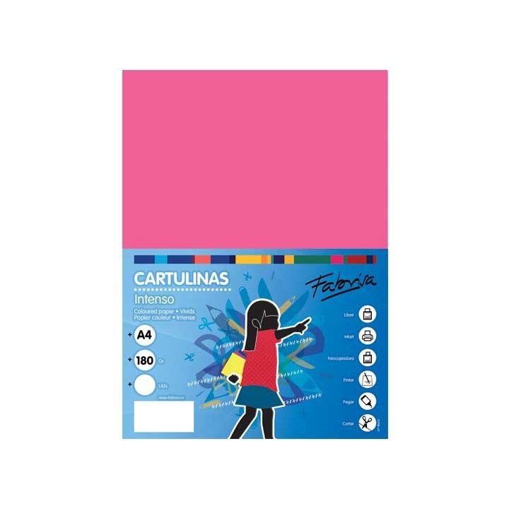 Fabrisa - PAQ. 50H CARTULINA FABRISA 180GR A4 FUCSIA