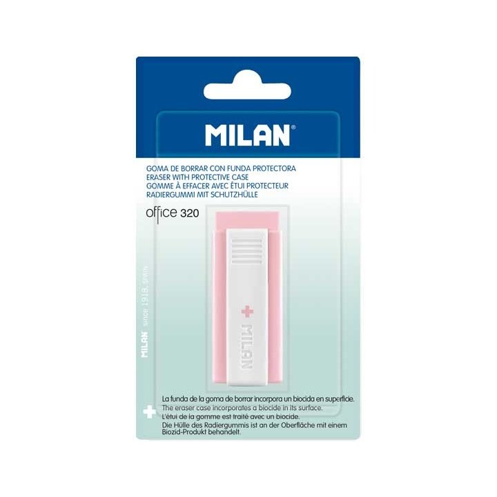 Milan - BL. GOMA BORRAR MILAN +EDITION ANTIBAC. ROSA - Pack de 12 unidades