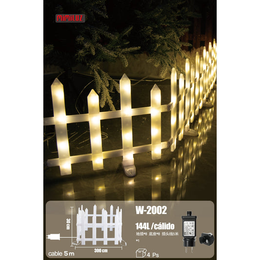 Mimiluz - W-2002 Valla de decoracion compuesta por 8 piezas con 128 LED de luz calida y 8 modos de luz