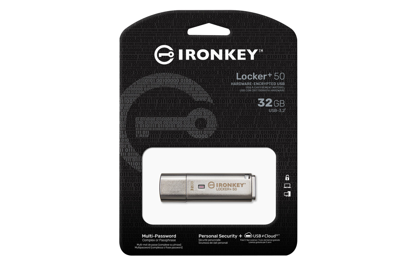 Kingston Technology - IronKey Locker+ 50 unidad flash USB 32 GB USB tipo A 3.2 Gen 1 (3.1 Gen 1) Plata