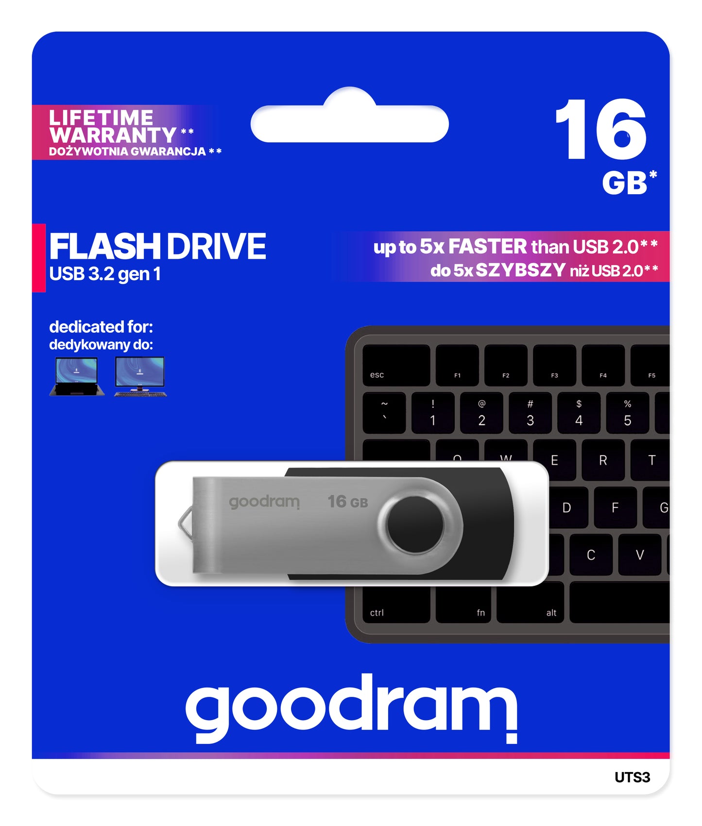 Goodram - UTS3 unidad flash USB 16 GB USB tipo A 3.2 Gen 1 (3.1 Gen 1) Negro