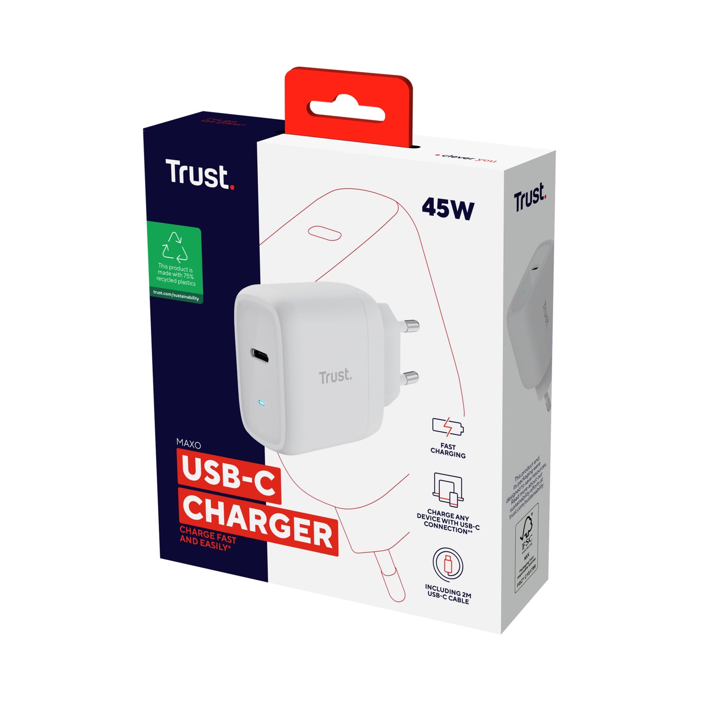 Trust - Maxo 45W Universal Blanco Corriente alterna