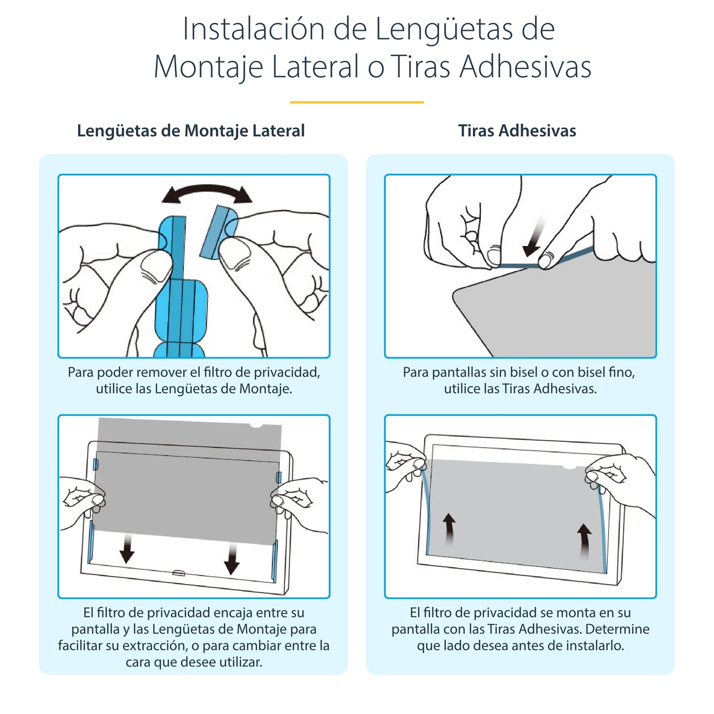 StarTech.com - Filtro de Privacidad Dorado de 23.8in para Monitor de 16:9 - Filtro Reversible - Filtro de Pantalla Brillante Removible para Ordenador - Protector de Pantalla - +/- 30 Deg.