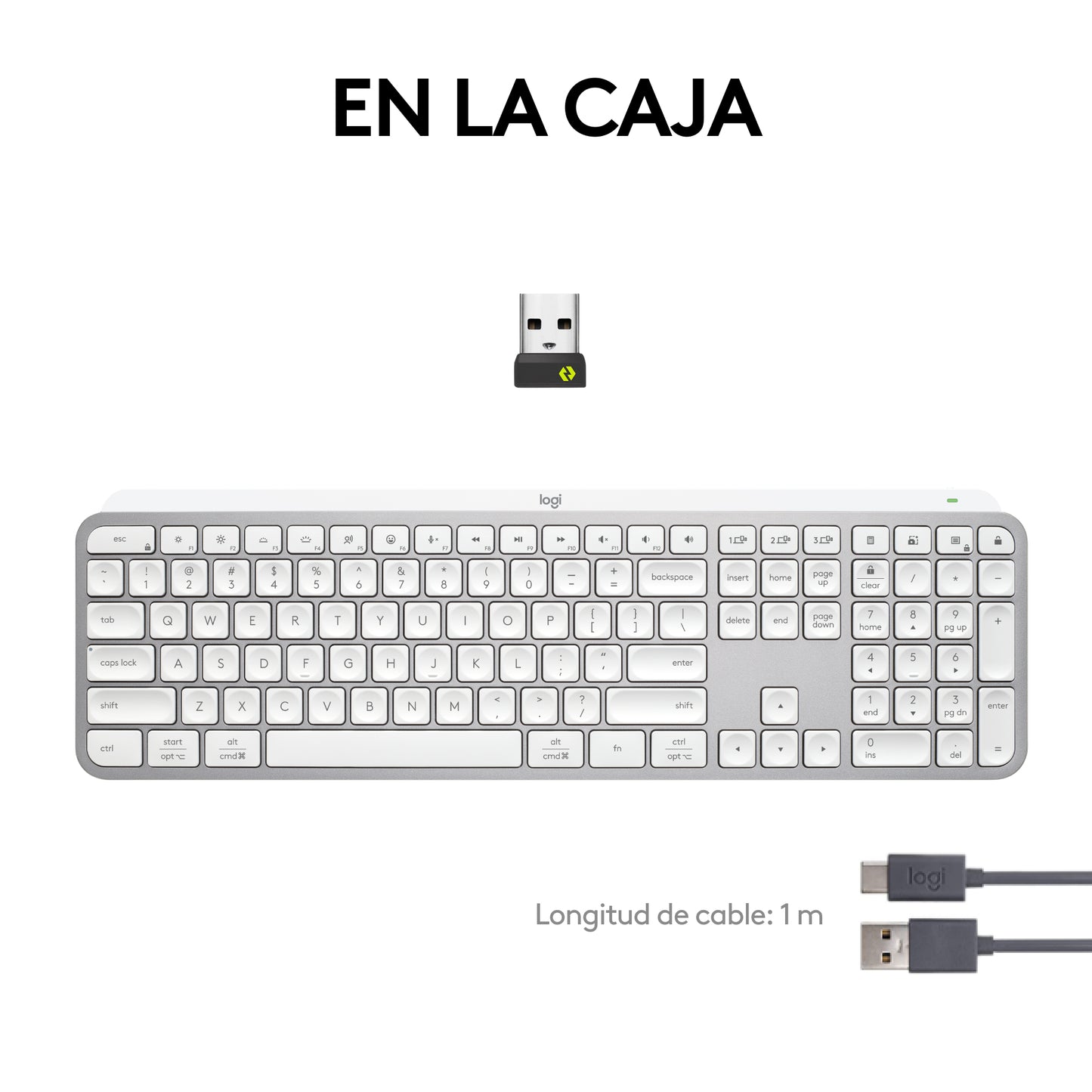 Logitech - MX Keys S teclado Oficina RF Wireless + Bluetooth QWERTY Español Aluminio  Blanco