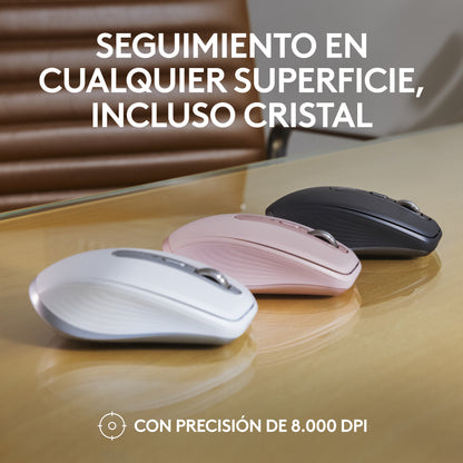 Logitech - MX Anywhere 3S ratón Oficina mano derecha RF Wireless + Bluetooth Laser 8000 DPI