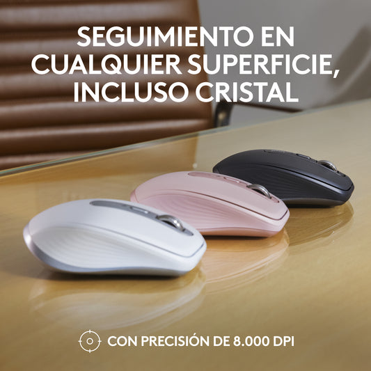 Logitech - MX Anywhere 3S ratón Oficina mano derecha RF Wireless + Bluetooth Laser 8000 DPI