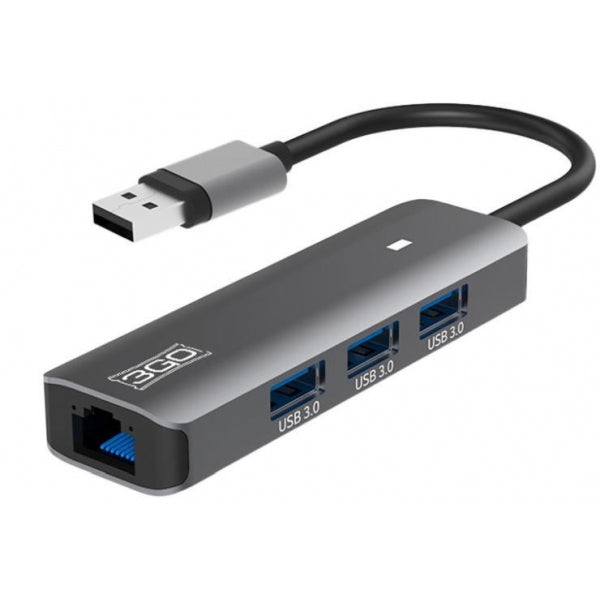 3GO - HUB37PETH2 base para portátil y replicador de puertos Alámbrico USB 3.2 Gen 1 (3.1 Gen 1) Type-A Gris