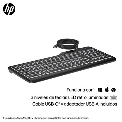 HP - Teclado con cable 400 retroiluminado