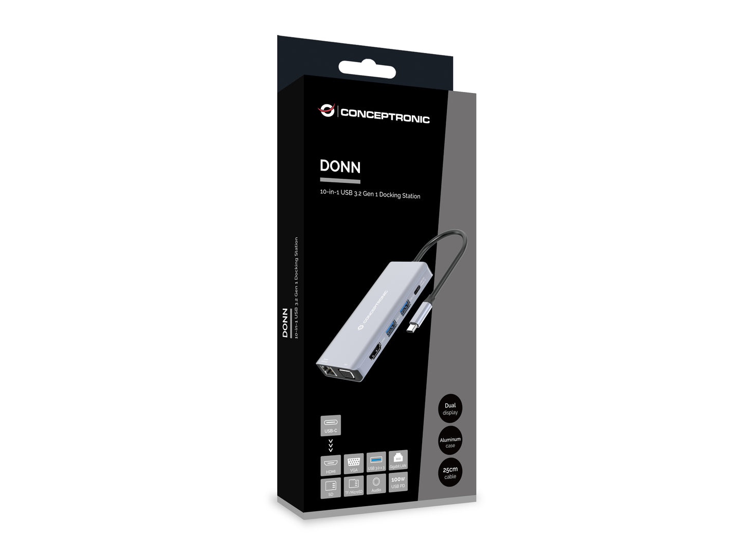 Conceptronic - DONN20G Alámbrico USB 3.2 Gen 1 (3.1 Gen 1) Type-C Gris