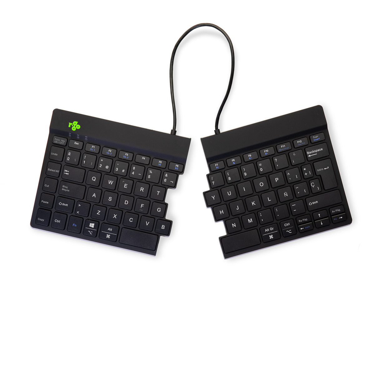 R-Go Tools - Teclado ergonómico R-Go Split Break con software de pausa  teclado dividido ergonómico  QWERTY (ES)  bluetooth  negro