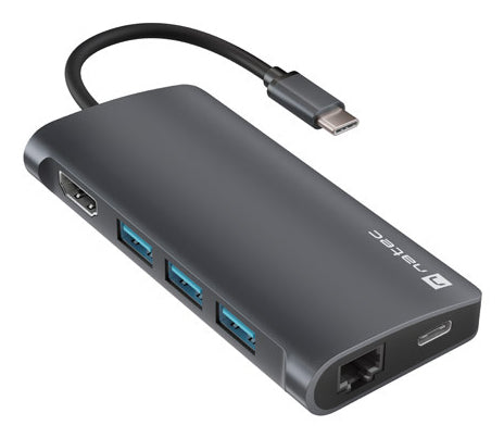 NATEC - NMP-2162 base para portátil y replicador de puertos Alámbrico USB 3.2 Gen 1 (3.1 Gen 1) Type-C Gris