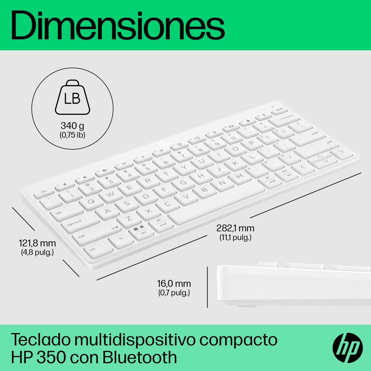 HP Teclado multidispositivo compacto 350 con Bluetooth