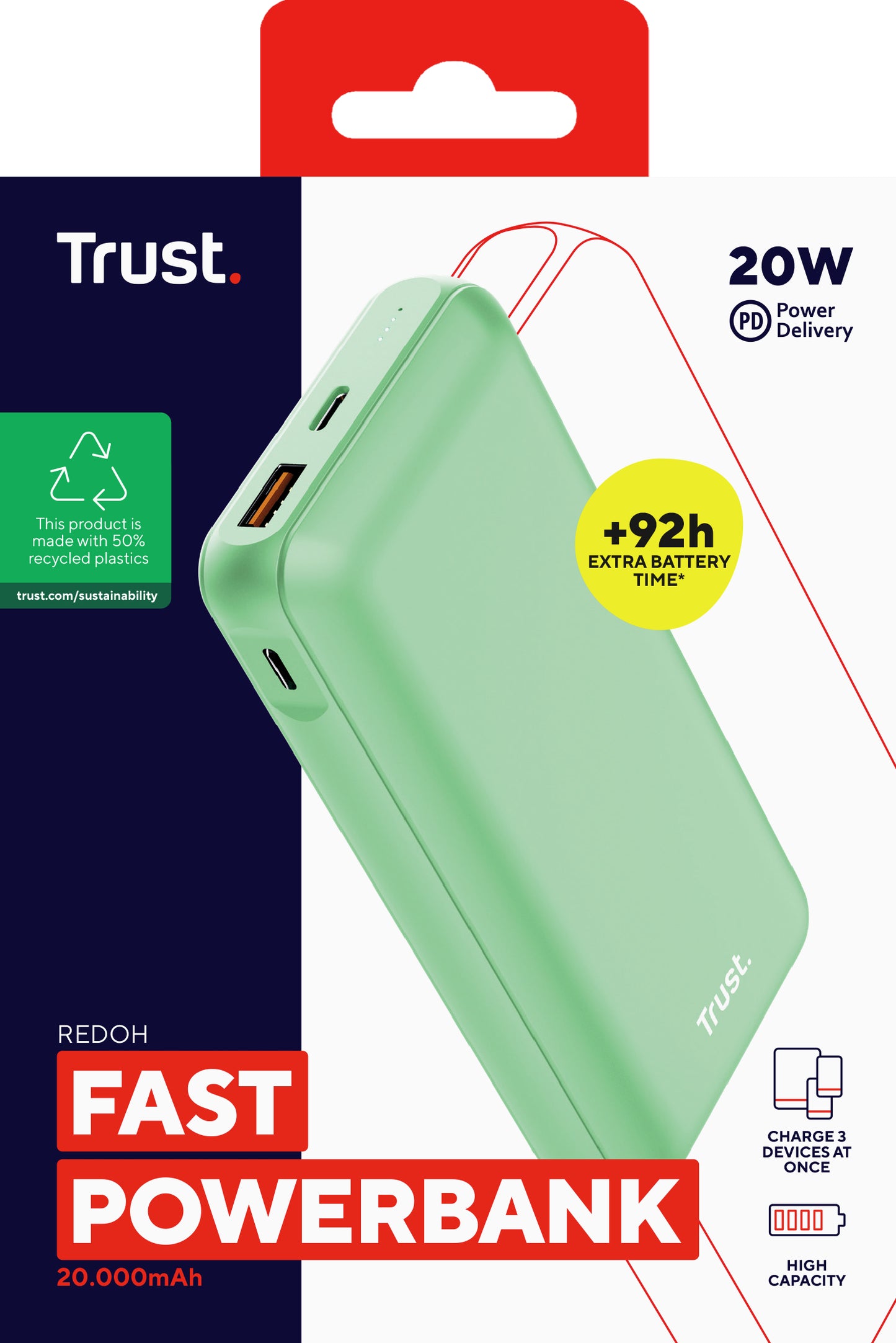 Trust - Redoh Ión de litio 20000 mAh Verde