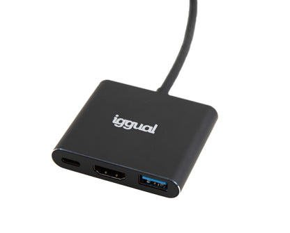 iggual - Hub tipo C 3 en 1 HDMI USB3.0