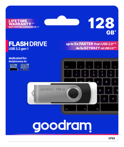 Goodram - UTS3 unidad flash USB 128 GB USB tipo A 3.2 Gen 1 (3.1 Gen 1) Negro