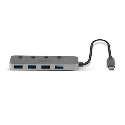 Lindy - 43383 hub de interfaz USB 3.2 Gen 1 (3.1 Gen 1) Type-C 5000 Mbit/s Gris