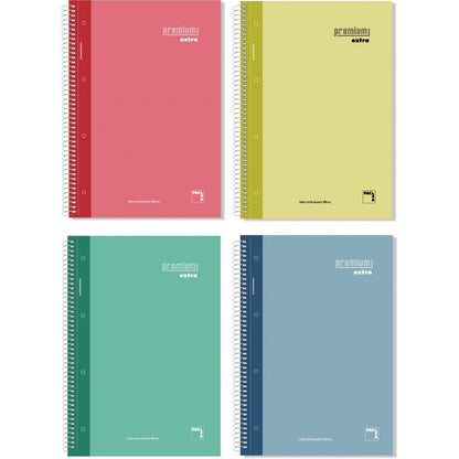 Pacsa - PACSA CUADERNO PREMIUM EXTRA 80H FOLIO 90GR 4X4MM C/M T/EXTRADURA PACK 4 UD C/SURTIDOS