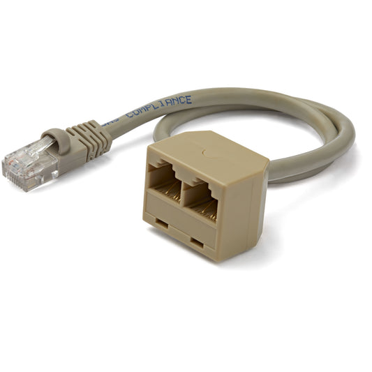 StarTech.com - Cable Adaptador Divisor Splitter RJ45 2 a 1 - Hembra a Macho - Divisor Splitter para Cable de Red Ethernet RJ45