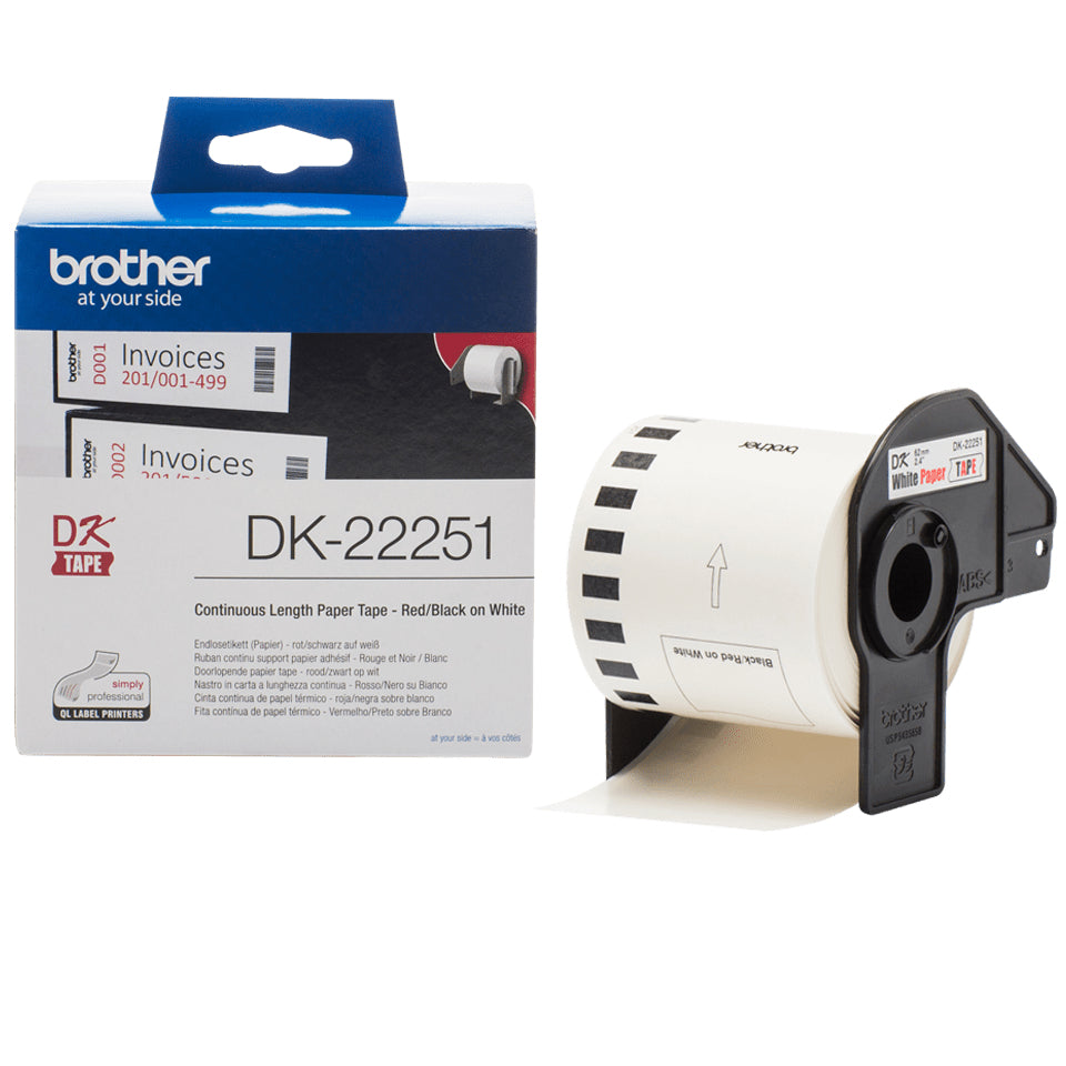 Brother DK-22251 cinta para impresora de etiquetas Negro y rojo sobre blanco