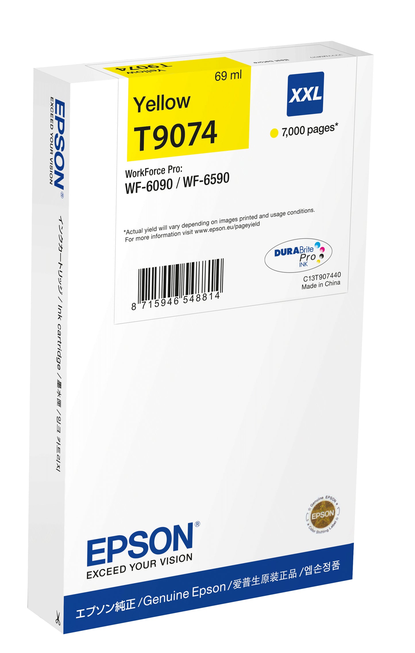 Epson C13T90744N cartucho de tinta 1 pieza(s) Original Extra (Súper) alto rendimiento Amarillo