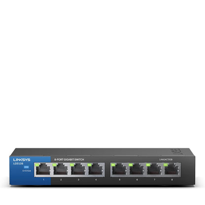 Linksys - Switch Gigabit de escritorio para empresas con 8 puertos (LGS108)