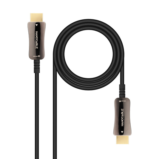 Nanocable - Cable HDMI V2.1 AOC 8K@60Hz 4K@120Hz 48Gbps A/M-A/M  Negro  20 m