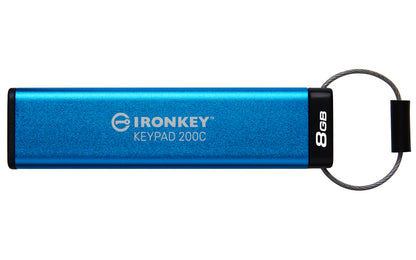 Kingston Technology - IronKey Keypad 200 unidad flash USB 8 GB USB Tipo C 3.2 Gen 1 (3.1 Gen 1) Azul